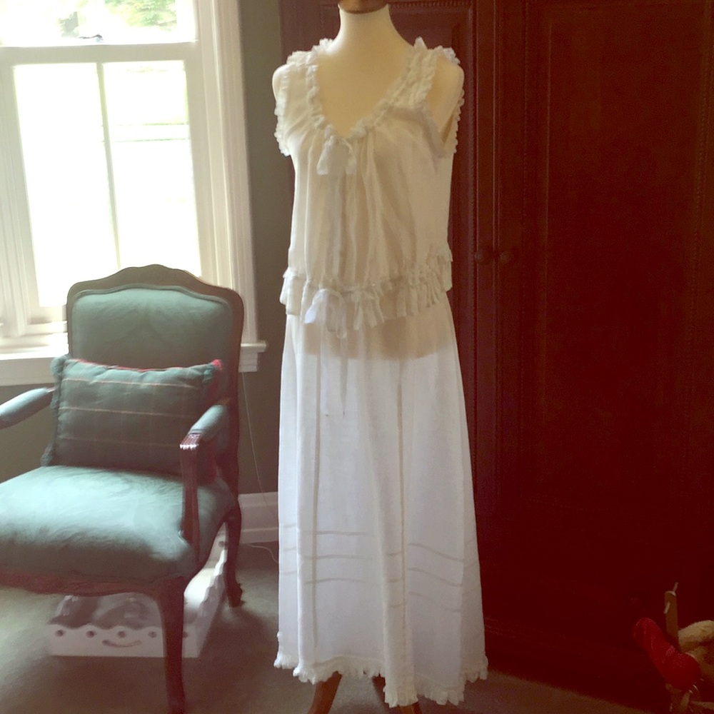 Two-piece cotton and lace summer dress